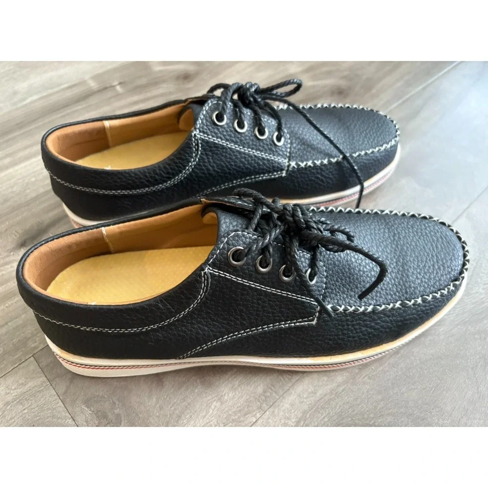 Mens Black Effortlessly Stylish Casual‎ Moccasin Loafer Shoes Size 9